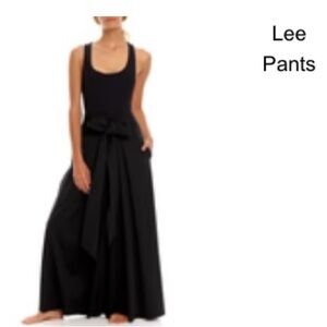 Agua Bendita Wide Leg Black Jumpsuit Pants with Waist Tie